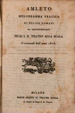 Amleto : Melodramma tragico