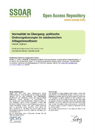Normalität im Übergang: politische Ordnungskonzepte im ostdeutschen Alltagsbewußtsein