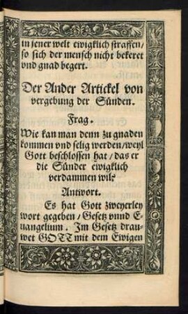 Der Ander Artickel von vergebung der Sünden.