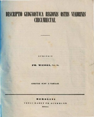 Descriptio geognostica regionis ostiis Viadrinis circumiectae