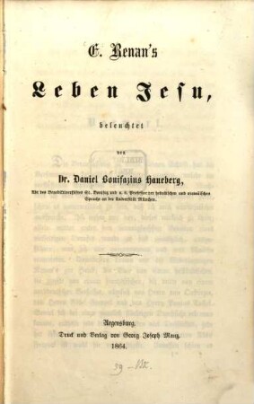 E. Renan's Leben Jesu