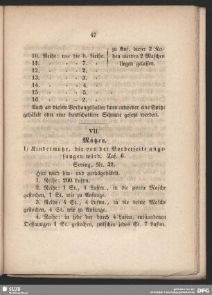 VII. Mützen