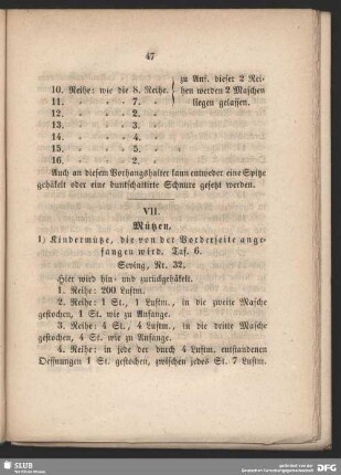 VII. Mützen