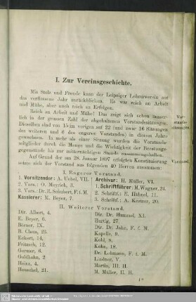 I. Zur Vereinsgeschichte