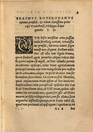 Paraphrases In Epistolas Pauli, ad Timotheum duas, ad Titum unam, et ad Philemone[m] unam