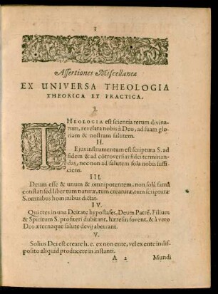 Assertiones Miscellaneae Ex Universa Theologia Theorica Et Practica.