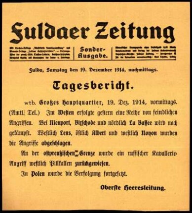 Ausgabe vom Samstag, den 19. Dezember 1914.