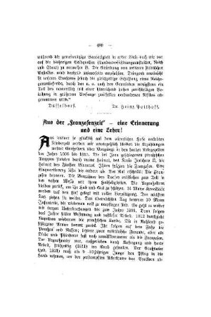 Aus der "Franzosenzeit" - eine Erinnerung und eine Lehre!