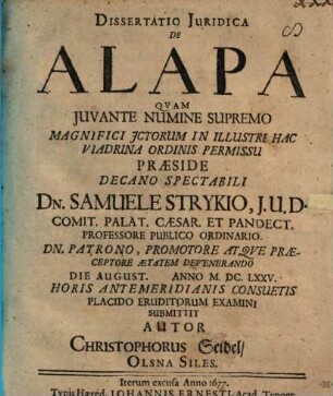 Diss. iur. de alapa