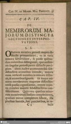 Cap. IV. De Membrorum Maiorum Distincta Lectione Et Interpretatione