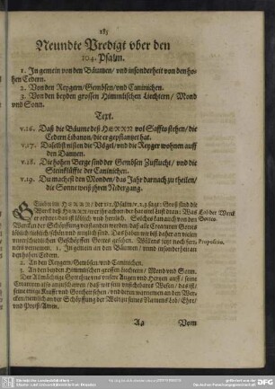 Neundte Predigt uber den 104. Psalm