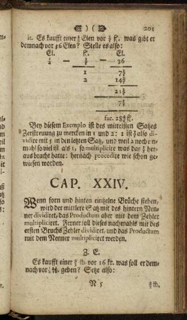 Cap. XXIV. Wenn forn und hinten eintzelne Brüche stehen, [...]