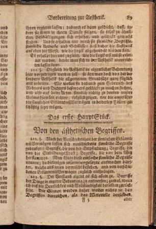 Das erste HauptStück. Von den ästhetischen Begriffen.