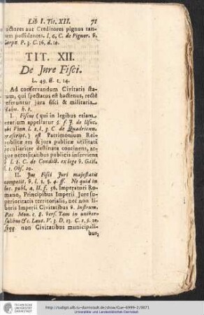 LIB. I. TIT. XII. De jure Fisci