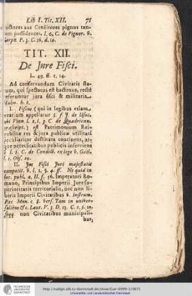 LIB. I. TIT. XII. De jure Fisci