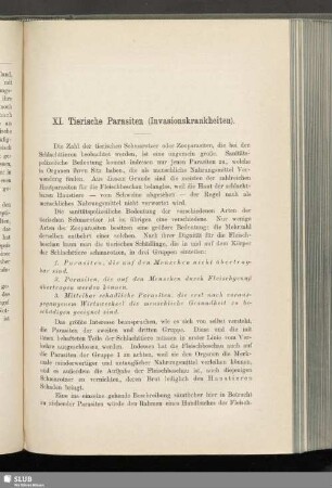 XI. Tierische Parasiten (Invasionskrankheiten)