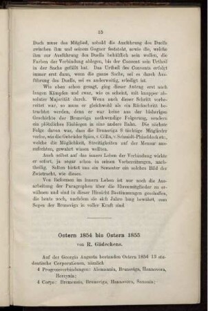 Ostern 1854 bis Ostern 1855