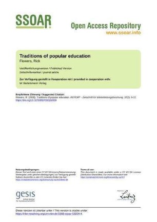 Traditions of popular education