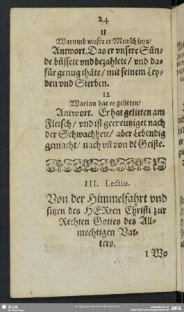 III. Lectio. Von der Himmelfahrt und sitzen des HERren Christi zur Rechten Gottes des Allmechtigen Vaters