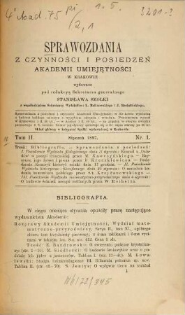 Sprawozdania z czynności i posiedzeń. 2. 1897
