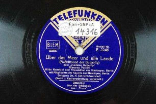 Über das Meer und alle Lande (Auftrittslied der Butterfly) : aus: "Madame Butterfly" / Giacomo Puccini