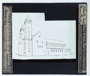 Regensburg, Dom : Perspektivzeichnung, Rekonstruktion des otton. Baus