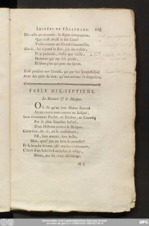 Fable Dix-Septieme. Le Renard & le Masque.