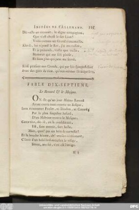 Fable Dix-Septieme. Le Renard & le Masque.