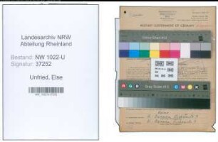 Entnazifizierung Else Unfried , geb. 24.04.1902 (Buchhalterin)