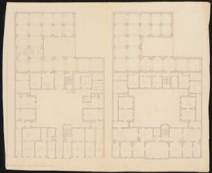 Städtisches Wohnhaus mit Seitenflügeln und Querhaus, dreizehnachsig: Grundriss Erd- und erstes Obergeschoss