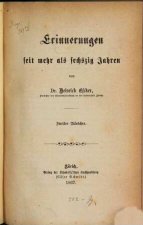 Erinnerungen seit mehr als sechszig Jahren, II