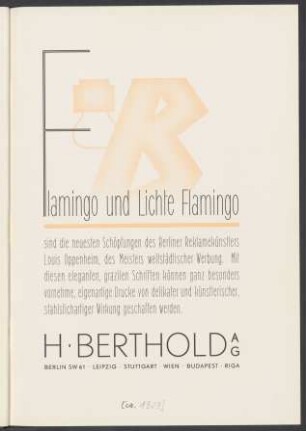 Flamingo : die aristokratische Werbeschrift