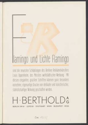 Flamingo : die aristokratische Werbeschrift
