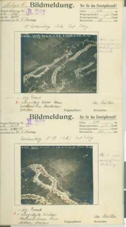 Foto der Stellung "M 1" beim Lerchenberg nordwestlich von Altkirch (2 Luftbilder)