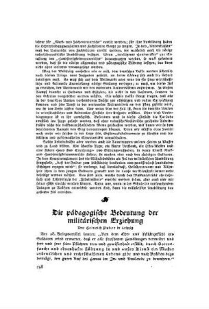 Die pädagogische Bedeutung der militärischen Erziehung