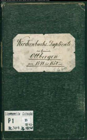 KIrchenbuchduplikat der katholischen Gemeinde Ottbergen, Kreis Höxter (GHT 1841-1850) (Gemeinde: Katholische Gemeinde Ottbergen)