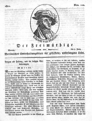 Nro. 110, Montag, den 3. Juny 1811