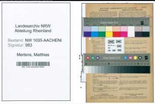 Entnazifizierung Matthias Mertens , geb. 01.09.1910 (Maschinist)