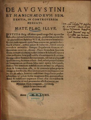 De Augustini et Manichaeorum sententia in controversia peccati