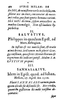 II. Salvstivs. Philippus in quadam Epist. ad Mart. Helingium.