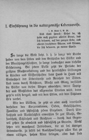I. Einführung in die naturgemäße Lebensweise