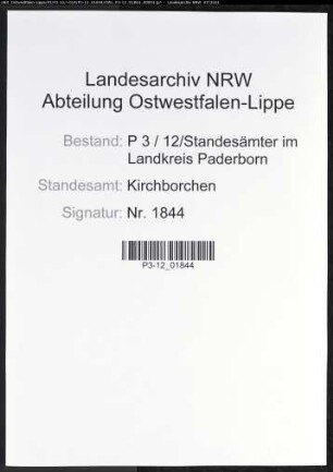 Sterberegister Standesamt Kirchborchen