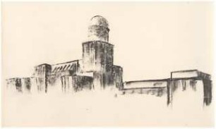 Sternwarte (Lohrmann-Observatorium der TU), Dresden Wiederaufbau: Perspektivische Ansicht