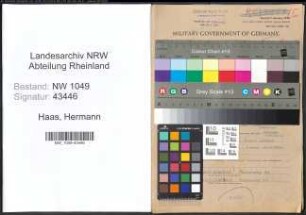 Entnazifizierung Hermann Haas , geb. 10.04.1897 (Lagerist)