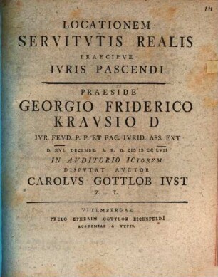 Locationem servitutis realis, praecipue iuris pascendi