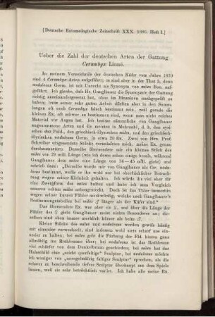 Ueber die Zahl der deutschen Arten der Gattung Cerambyx Linné
