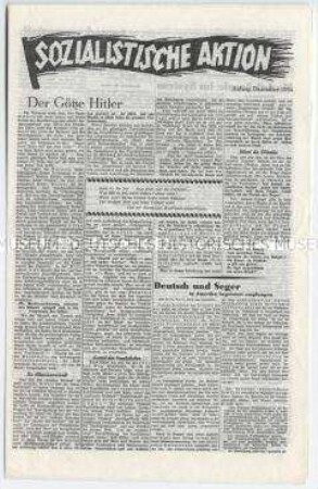 Sozialdemokratisches Exil-Blatt "Sozialistische Aktion" u.a. zur wirtschaftlichen und sozialen Lage in Deutschland