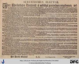 Serenissimus Elector.