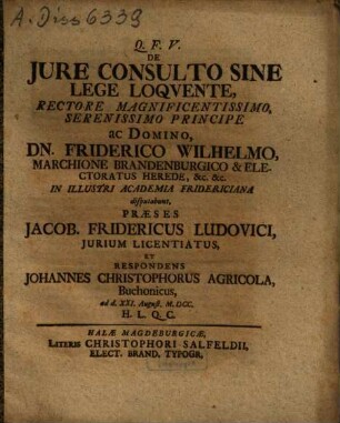 De iure consulto sine lege loquente