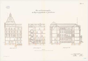 Regierungsgebäude, Gumbinnen Erweiterungsbau: Querschnitte 1:100